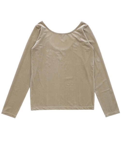 select MOCA(セレクトモカ)の「バレエネックベロアトップス(Tシャツ/カットソー・レディース・ブラウン/ネイビー/ベージュ/ダークグレー・FREE/SMALL)」の6枚目の写真