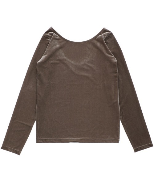 select MOCA(セレクトモカ)の「バレエネックベロアトップス(Tシャツ/カットソー・レディース・ブラウン/ネイビー/ベージュ/ダークグレー・FREE/SMALL)」の7枚目の写真