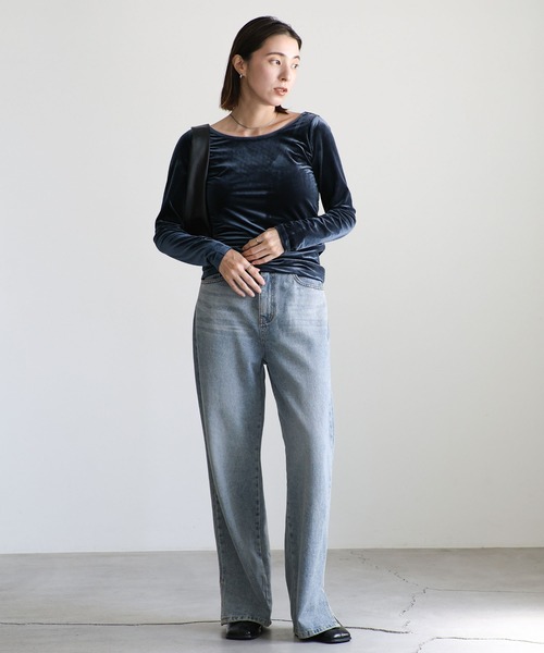 セール】バレエネックベロアトップス（Tシャツ/カットソー）｜select