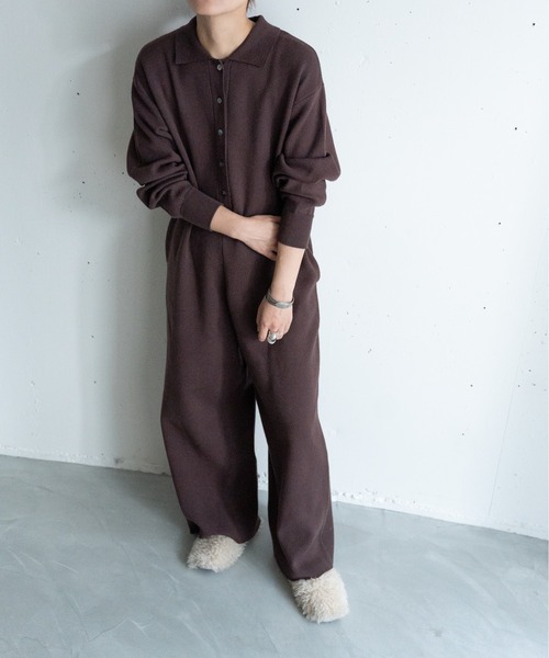 hwyl（ヒュイル）の「ニットジャンプスーツ（つなぎ