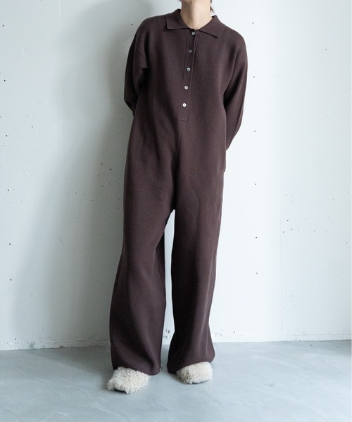 hwyl(ヒュイル)の「ニットジャンプスーツ(つなぎ/オールインワン・レディース・ブラック/グレイッシュベージュ/グレー/ブラウン・MEDIUM/SMALL)」の10枚目の写真