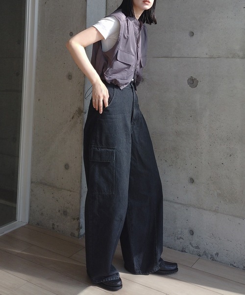 y/m by RIKA（イムバイリカ）の「ナイロンツイルショートベスト（ベスト・レディース・グレー/ブラック・FREE）」の20枚目の写真