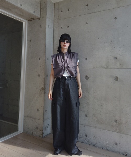 y/m by RIKA（イムバイリカ）の「ナイロンツイルショートベスト（ベスト・レディース・グレー/ブラック・FREE）」の22枚目の写真