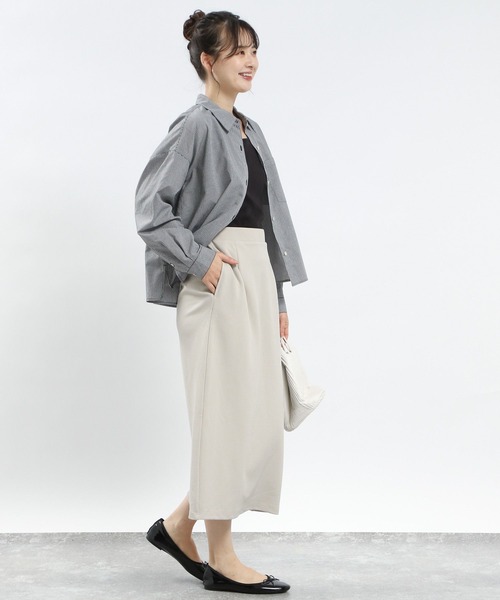 GLOBAL WORK Smile Seed Store（グローバルワーク スマイルシードストア）の「ジョーゼットＩラインスカート/131039（スカート・レディース・ブラック/モカ/アイボリー/チャコール・MEDIUM/LARGE/SMALL/X-LARGE）」の6枚目の写真