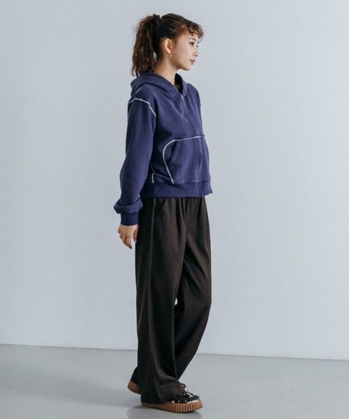 Lui's(ルイス)の「【cierio /シエリオ 】 スウェットZIPパーカー(Tシャツ/カットソー・レディース・ネイビー/ブラック・FREE)」の4枚目の写真