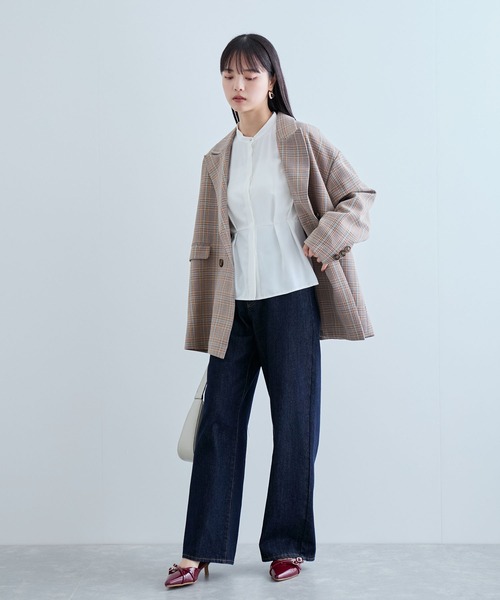 VIS（ビス）の「ウエストタックブラウス/洗える（シャツ/ブラウス・レディース・ブラック/ブラック系その他/オフホワイト/キナリ・L/M/S）」の14枚目の写真