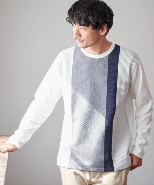 ikka（イッカ）の「ブロックスジャカードクルーネック（スウェット・メンズ・グリーン/ホワイト/ベージュ/ネイビー・XL/L/M/S）」の5枚目の写真