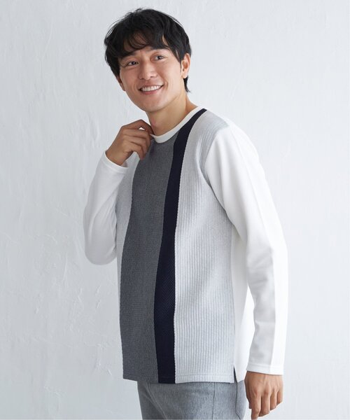 ikka（イッカ）の「ブロックスジャカードクルーネック（スウェット・メンズ・グリーン/ホワイト/ベージュ/ネイビー・XL/L/M/S）」の7枚目の写真