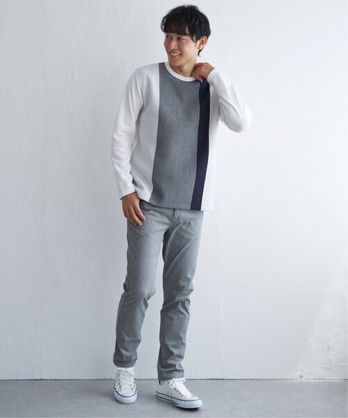 ikka（イッカ）の「ブロックスジャカードクルーネック（スウェット・メンズ・グリーン/ホワイト/ベージュ/ネイビー・XL/L/M/S）」の8枚目の写真