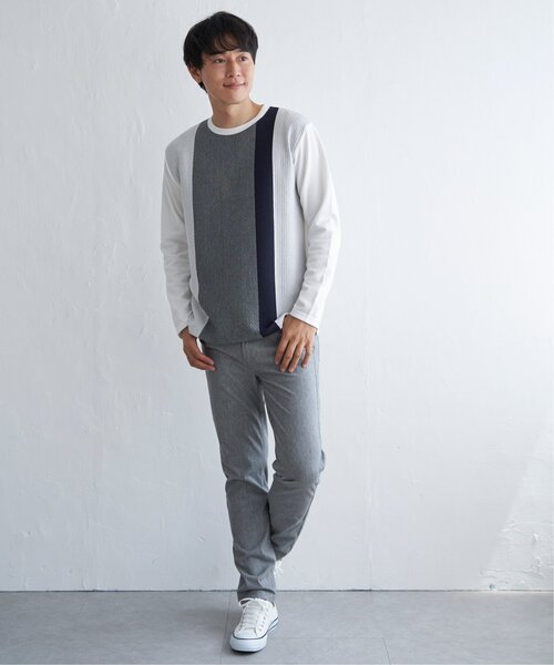 ikka（イッカ）の「ブロックスジャカードクルーネック（スウェット・メンズ・グリーン/ホワイト/ベージュ/ネイビー・XL/L/M/S）」の9枚目の写真