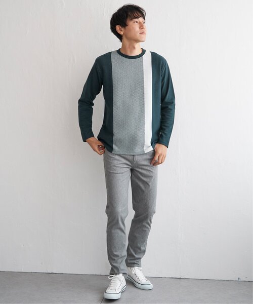 ikka（イッカ）の「ブロックスジャカードクルーネック（スウェット・メンズ・グリーン/ホワイト/ベージュ/ネイビー・XL/L/M/S）」の11枚目の写真