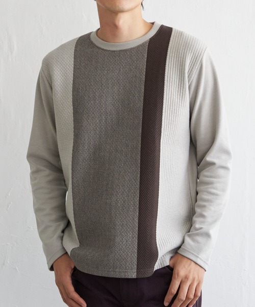 ikka（イッカ）の「ブロックスジャカードクルーネック（スウェット・メンズ・グリーン/ホワイト/ベージュ/ネイビー・XL/L/M/S）」の3枚目の写真