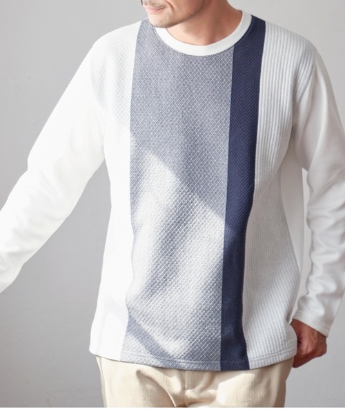 ikka（イッカ）の「ブロックスジャカードクルーネック（スウェット・メンズ・グリーン/ホワイト/ベージュ/ネイビー・XL/L/M/S）」の2枚目の写真