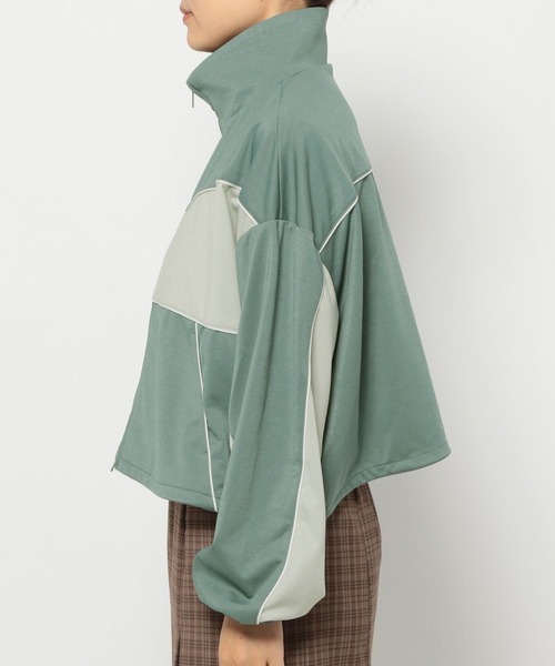 mysty woman（ミスティウーマン）の「キリカエラインジャージ　149266（パーカー・レディース・オフホワイト/ブラック/グリーン・FREE）」の9枚目の写真