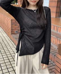 ホールシャーリングアンバランスシースルーTシャツ