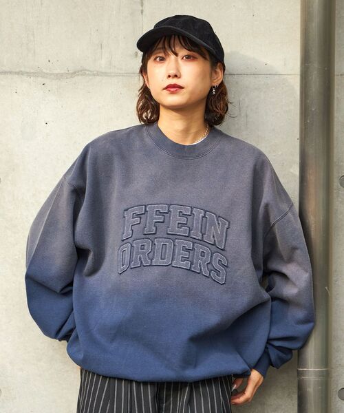 【FFEIN(フェイン)】ヴィンテージライクカレッジスウェット / スウェット クルーネック 裏起毛 オーバーサイズ プルオーバー スプレーブリーチ（スウェット）｜FFEIN（フェイン）