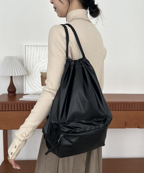 DISCOAT（ディスコート）の「アソートナップサック（バックパック/リュック・レディース・アイボリー/ブラック/カーキ/シルバー・FREE）」の17枚目の写真