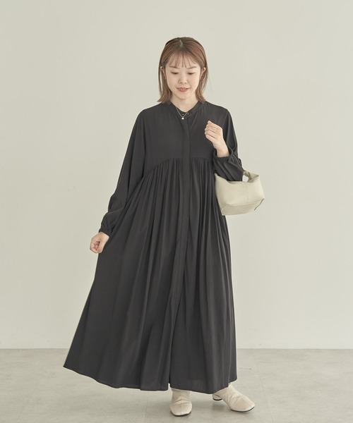 AMERICAN HOLIC(アメリカンホリック)の「【WEB限定・小柄女性向け】エコベロアソートギャザーワンピース(ワンピース・レディース・チェック/ブラック/その他14・XS)」の2枚目の写真