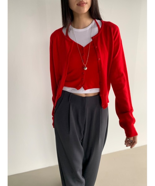 Didot.showroom(ディドット ショールーム)の「カシミヤブレンドビスチェセットカーディガン(カーディガン/ボレロ・レディース・ブラック/レッド/グレー・FREE)」の22枚目の写真