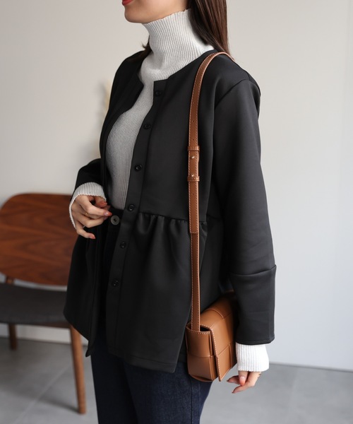 sakishimatokyo(サキシマトーキョー)の「比翼ノーカラーペプラムブルゾン/ジャケット(ノーカラージャケット・レディース・ブラック/グレー/ベージュ・FREE)」の19枚目の写真