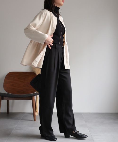 sakishimatokyo(サキシマトーキョー)の「比翼ノーカラーペプラムブルゾン/ジャケット(ノーカラージャケット・レディース・ブラック/グレー/ベージュ・FREE)」の16枚目の写真