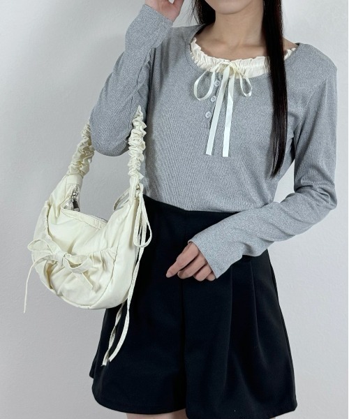 Silly(シリー)の「2wayリボンドロストバッグ(ハンドバッグ・レディース・アイボリー/ブラック/ライトブルー/グレー/シルバー・FREE)」の18枚目の写真