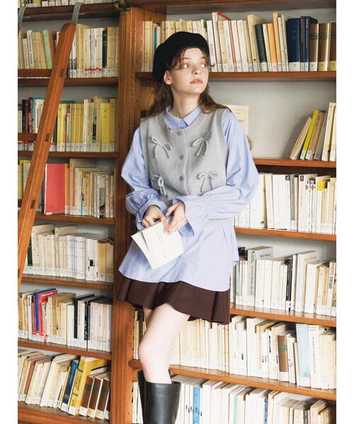 ehka sopo（エヘカソポ）の「ウエストタックロングシャツ（シャツ/ブラウス・レディース・オフホワイト/ネイビー/サックスブルー・F）」の4枚目の写真