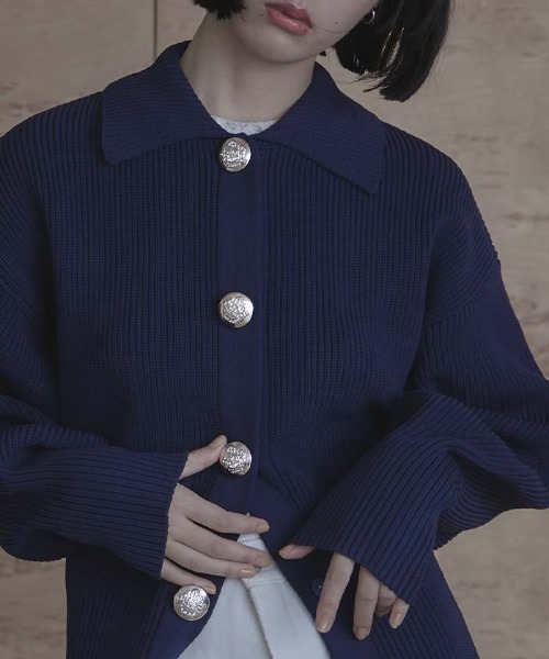 miette（ミエット）の「BIGボタン襟付きニットカーディガン（カーディガン/ボレロ・レディース・アイボリー/チャコール/ミント/ネイビー/ピンク/レッド/イエロー・FREE）」の19枚目の写真