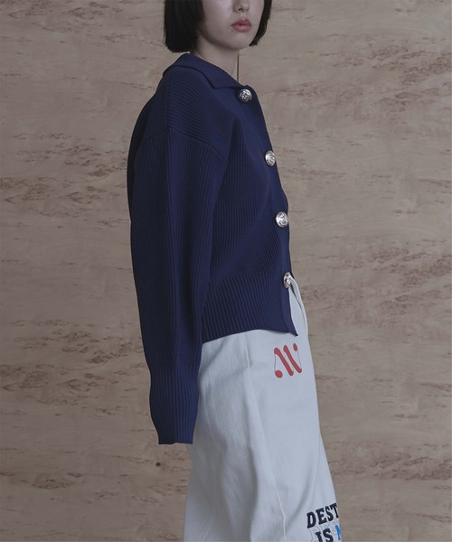 miette（ミエット）の「BIGボタン襟付きニットカーディガン（カーディガン/ボレロ・レディース・アイボリー/チャコール/ミント/ネイビー/ピンク/レッド/イエロー・FREE）」の20枚目の写真