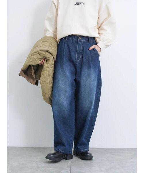 Samansa Mos2 blue（サマンサモスモスブルー）の「カーブデニムパンツ（その他パンツ・レディース・チャコールグレー/ネイビー・F）」の2枚目の写真