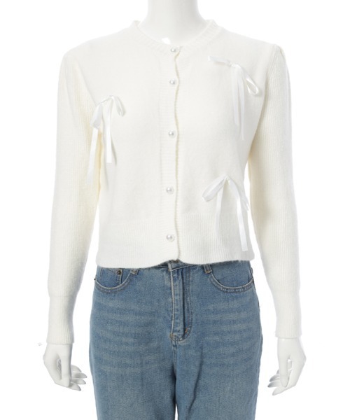 fifth(フィフス)の「リボンパール釦ショートカーディガン(カーディガン/ボレロ・レディース・グレー/ブラック/ホワイト・M)」の22枚目の写真