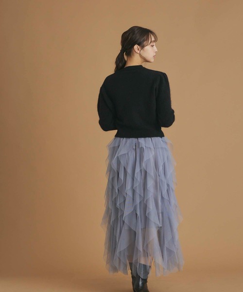 fifth(フィフス)の「リボンパール釦ショートカーディガン(カーディガン/ボレロ・レディース・グレー/ブラック/ホワイト・M)」の12枚目の写真