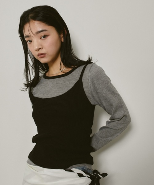 DRWCYS(ドロシーズ)の「キャミセットニットトップス(ニット/セーター・レディース・ブラック/ネイビー/ブラウン・FREE)」の2枚目の写真