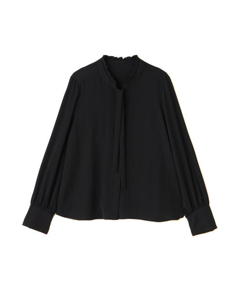 NATURAL BEAUTY BASIC(ナチュラルビューティーベーシック)の「フリルカラーナローボウタイブラウス(シャツ/ブラウス・レディース・オフホワイト/ダークグリーン/ブラック・MEDIUM/SMALL)」の4枚目の写真