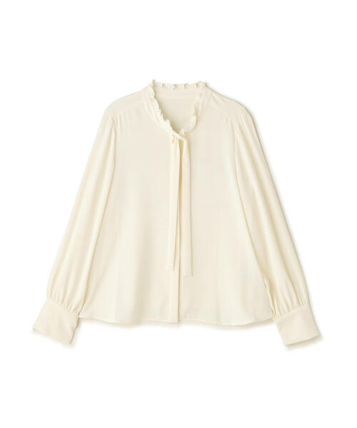 NATURAL BEAUTY BASIC(ナチュラルビューティーベーシック)の「フリルカラーナローボウタイブラウス(シャツ/ブラウス・レディース・オフホワイト/ダークグリーン/ブラック・MEDIUM/SMALL)」の12枚目の写真