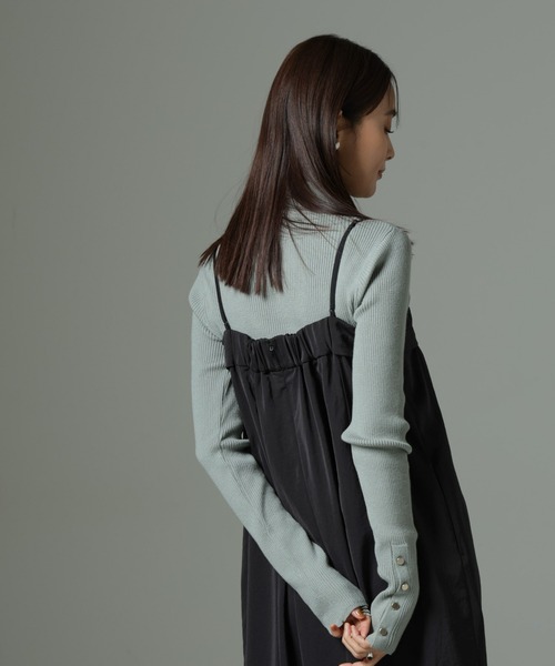 NANO universe（ナノユニバース）の「【WEB限定】洗濯機洗可メタルボタンリブニット（ニット/セーター・レディース・オフホワイト/チャコールグレー/ブラック/ライトグリーン・FREE）」の13枚目の写真