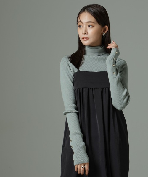 NANO universe（ナノユニバース）の「【WEB限定】洗濯機洗可メタルボタンリブニット（ニット/セーター・レディース・オフホワイト/チャコールグレー/ブラック/ライトグリーン・FREE）」の11枚目の写真