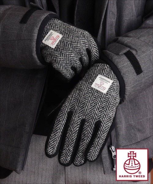 HARRIS TWEED（ハリスツイード）の「◆【HARRIS TWEED／ハリスツイード】リブグローブ ON／OFF対応（手袋・メンズ・モスグリーン系1/ブルー系その他3/チャコールグレー/ベージュ系8・00）」の2枚目の写真