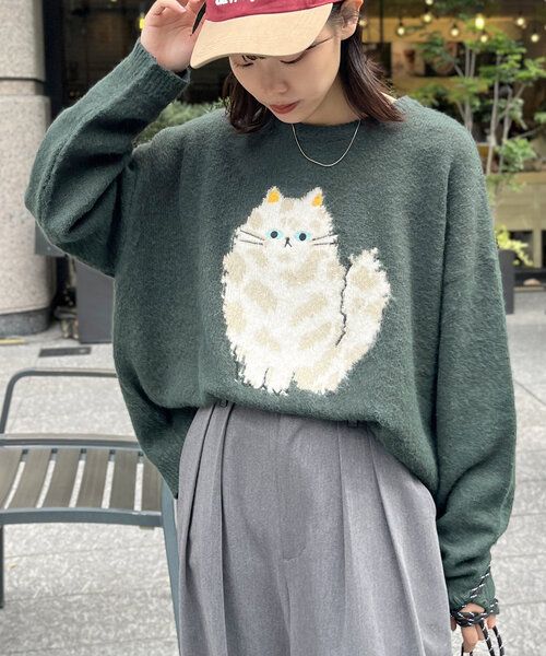 CPCM(シーピーシーエム)の「シャギーモチーフニット(ニット/セーター・レディース・アイボリー/ブラック/グリーン/ネイビー・FREE)」の3枚目の写真