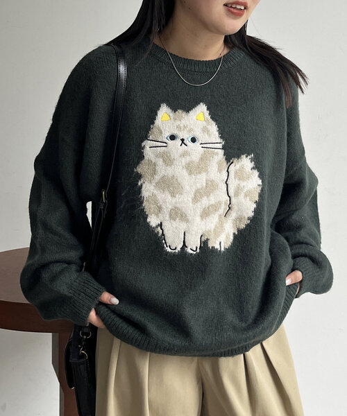 CPCM(シーピーシーエム)の「シャギーモチーフニット(ニット/セーター・レディース・アイボリー/ブラック/グリーン/ネイビー・FREE)」の8枚目の写真