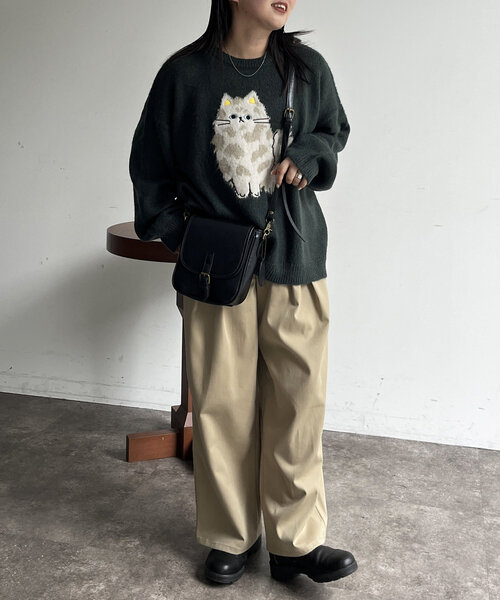 CPCM(シーピーシーエム)の「シャギーモチーフニット(ニット/セーター・レディース・アイボリー/ブラック/グリーン/ネイビー・FREE)」の12枚目の写真