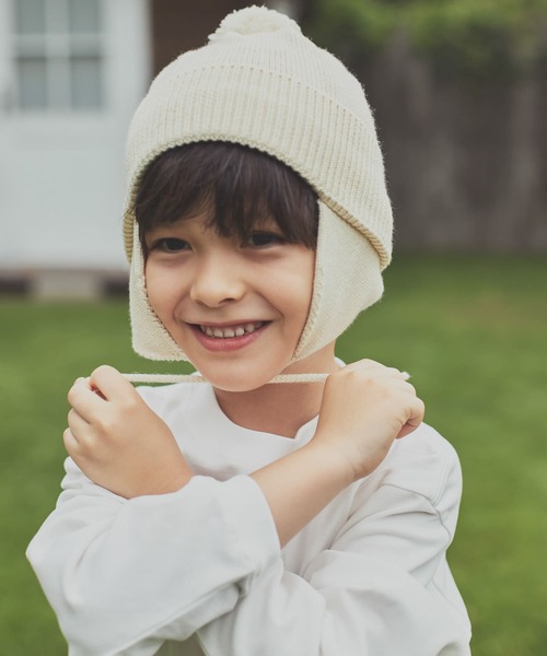 URBAN RESEARCH DOORS（アーバンリサーチドアーズ）の「『抗菌/防臭/静電気防止』フライトニットキャップ(KIDS)（ニットキャップ/ビーニー・キッズ・アイボリー/チャコールグレー・ONE）」の3枚目の写真