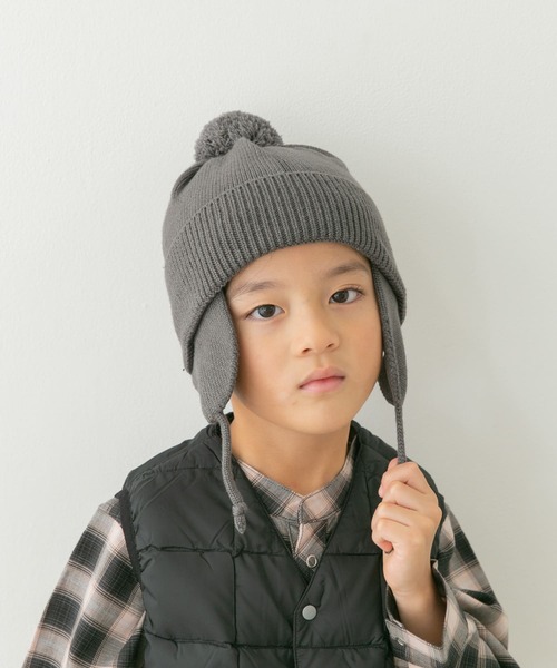 URBAN RESEARCH DOORS（アーバンリサーチドアーズ）の「『抗菌/防臭/静電気防止』フライトニットキャップ(KIDS)（ニットキャップ/ビーニー・キッズ・アイボリー/チャコールグレー・ONE）」の4枚目の写真