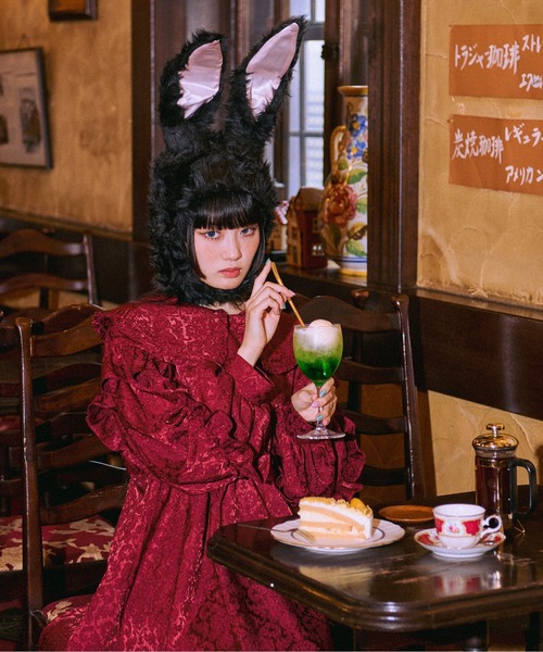 kutir(クティール)の「【クティールとレトロ】フリル襟ジャガードミニワンピース(ワンピース・レディース・ボルドー/ネイビー/モカ・FREE)」の18枚目の写真