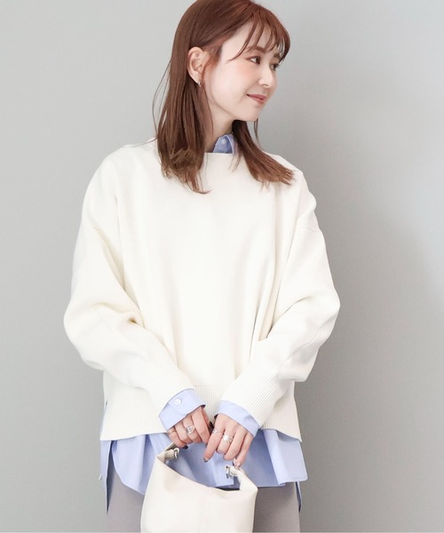 セール】袖ボリュームサイドスリットニットプルオーバー（ニット