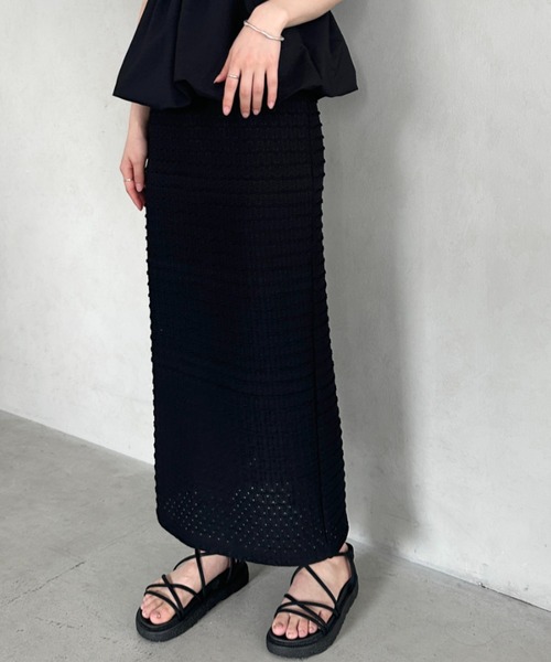 MYMOOD.（マイムード）の「ジャガードレースタイトスカート（スカート・レディース・ホワイト/ピンク/ブラック/アイボリー・FREE）」の3枚目の写真