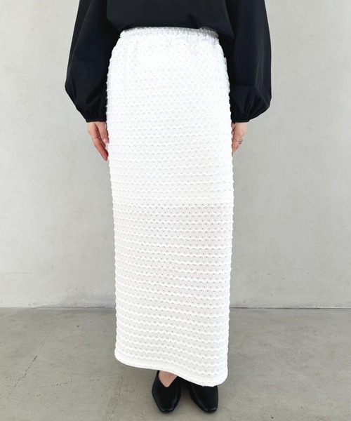MYMOOD.（マイムード）の「ジャガードレースタイトスカート（スカート・レディース・ホワイト/ピンク/ブラック/アイボリー・FREE）」の7枚目の写真