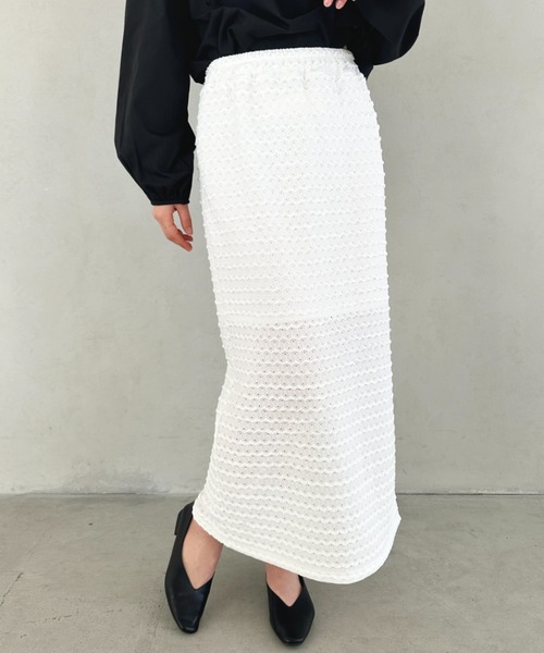 MYMOOD.（マイムード）の「ジャガードレースタイトスカート（スカート・レディース・ホワイト/ピンク/ブラック/アイボリー・FREE）」の9枚目の写真