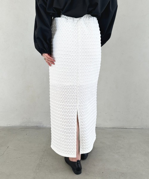 MYMOOD.（マイムード）の「ジャガードレースタイトスカート（スカート・レディース・ホワイト/ピンク/ブラック/アイボリー・FREE）」の11枚目の写真
