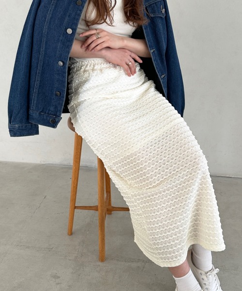 MYMOOD.（マイムード）の「ジャガードレースタイトスカート（スカート・レディース・ホワイト/ピンク/ブラック/アイボリー・FREE）」の17枚目の写真